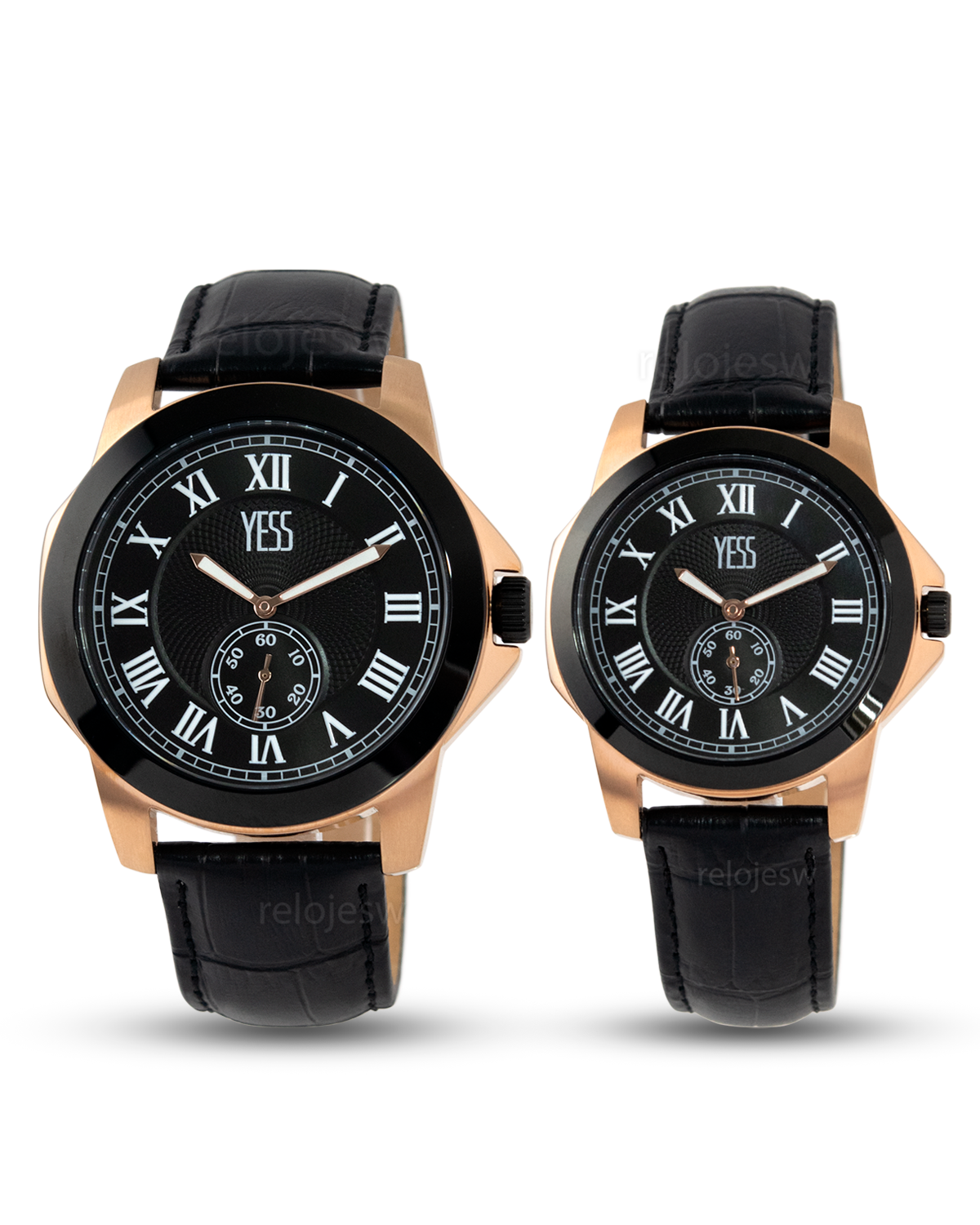 Reloj Yess Pareja Negro Oro Rosa SMT-230918GL-2