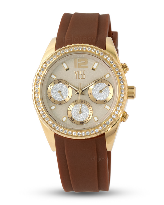 Reloj Yess Mujer Marrón Dorado SMT-240617-2