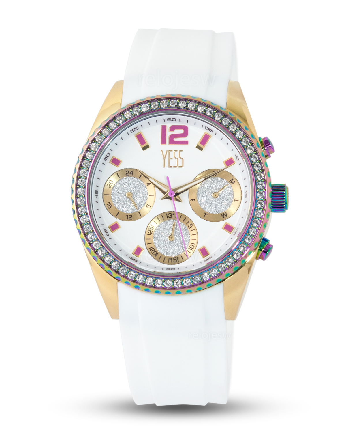 Reloj Yess Mujer Blanco Dorado SMT-240617-3