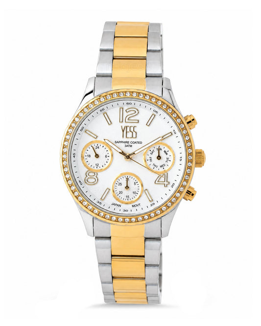 Reloj Yess Mujer Original Plateado y Dorado SMT-251113-2