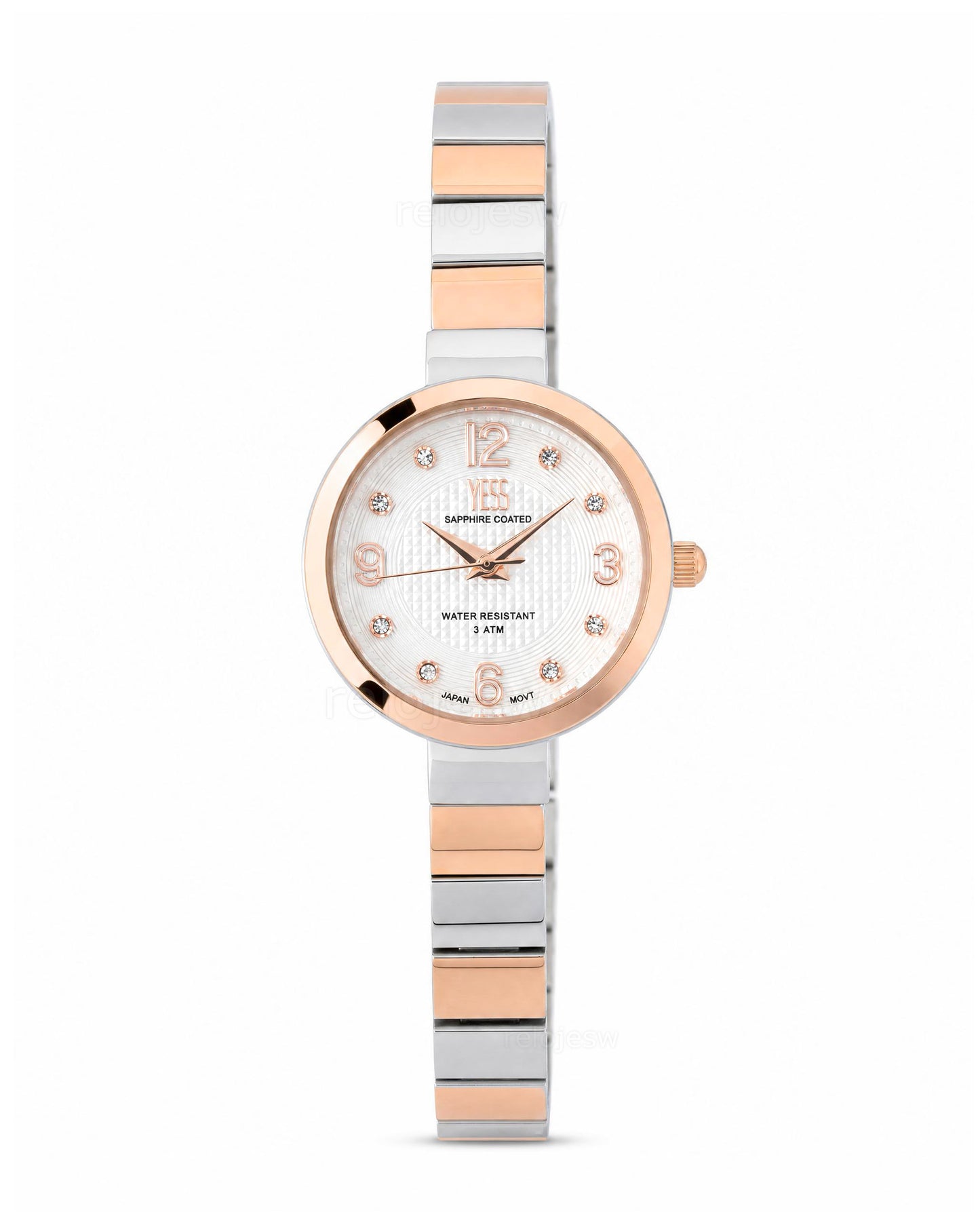 Reloj Yess Mujer Original Plateado y Oro Rosa SMT-251187-3