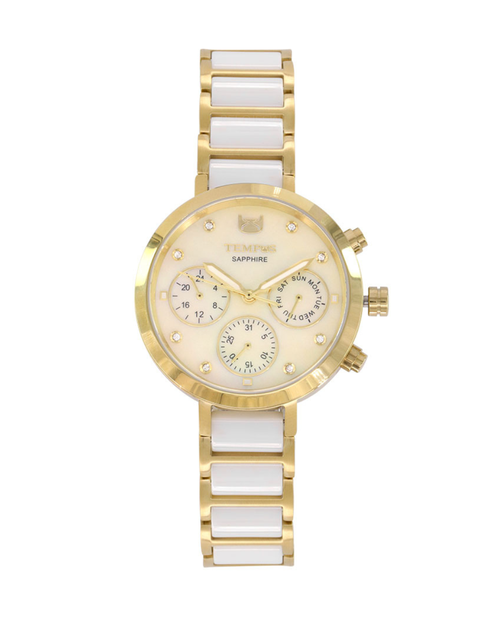 Reloj Tempus Mujer Blanco Dorado T23007-BLDO