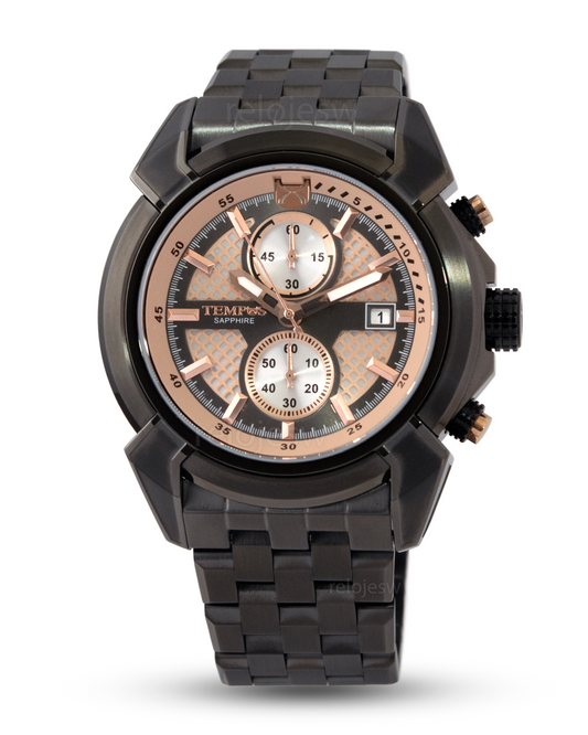 Reloj Tempus Hombre Negro Oro Rosa T23016-01