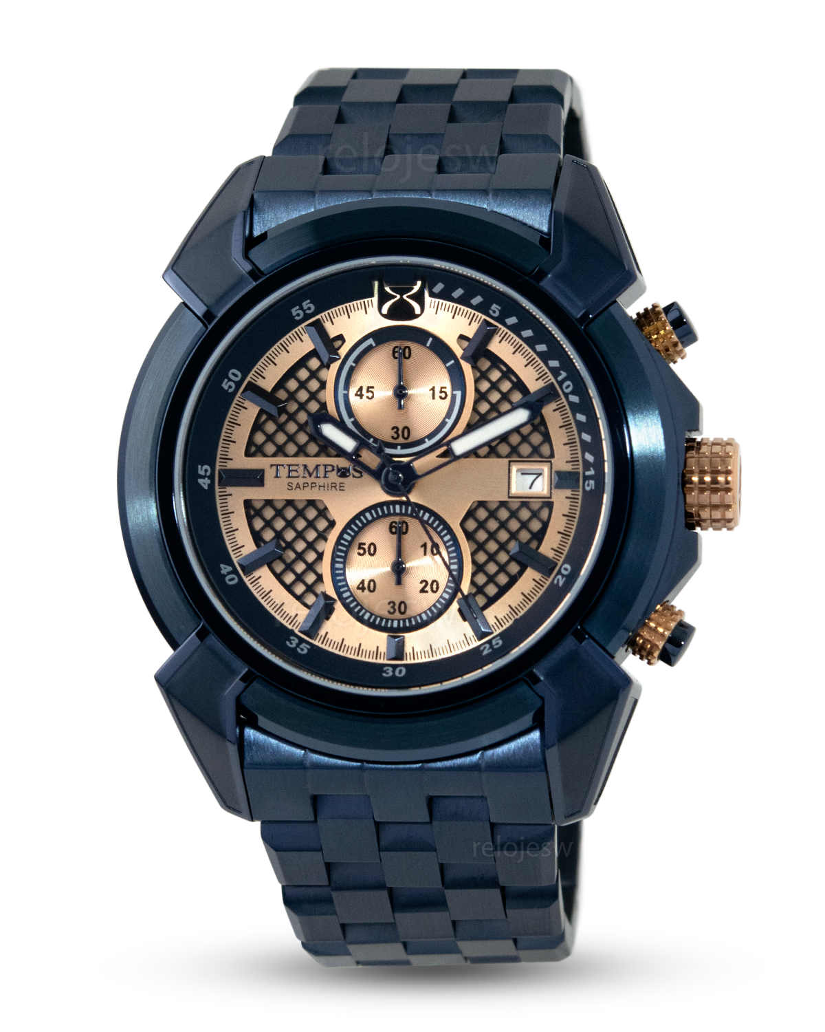 Reloj Tempus Hombre Azul Oro Rosa T23016-04