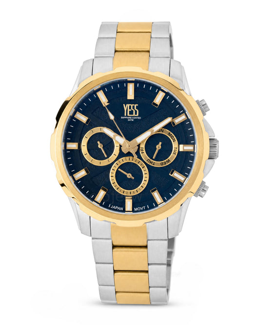 Reloj Yess Hombre Original Plateado y Dorado T647GS-3
