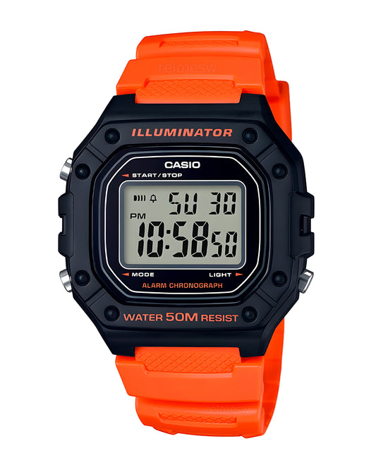 Reloj Casio Hombre Naranja W-218H-4B2V