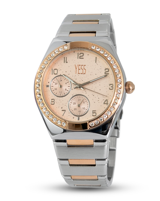 Reloj Yess Mujer Y23011 Plateado Oro Rosa