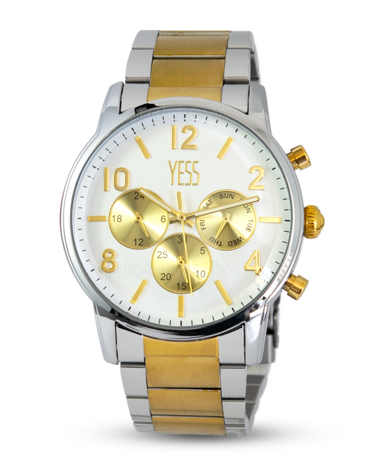 Reloj Yess Hombre Plateado Dorado Y23025-PLDO