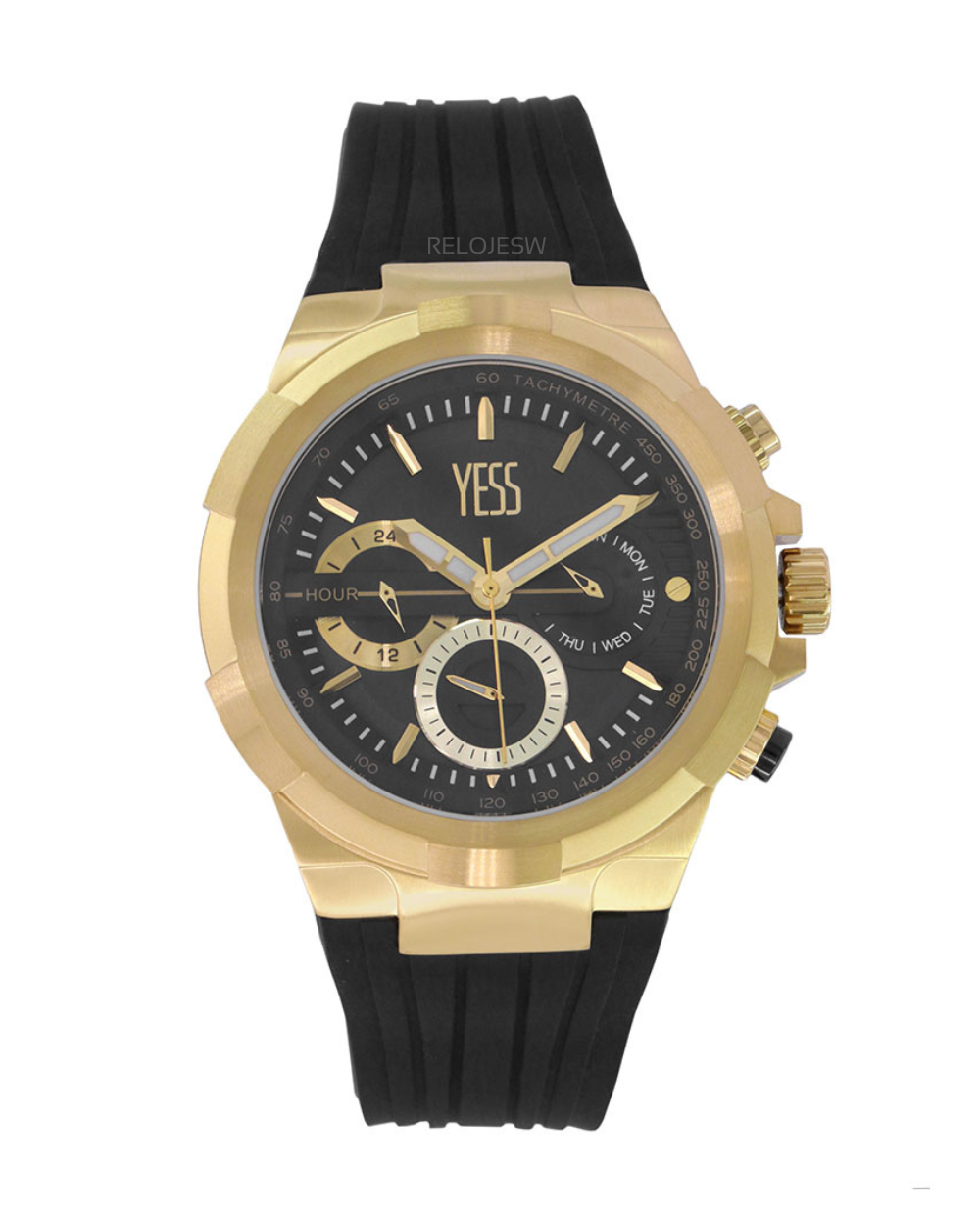 Reloj Yess Hombre  Negro Dorado Y23050-4