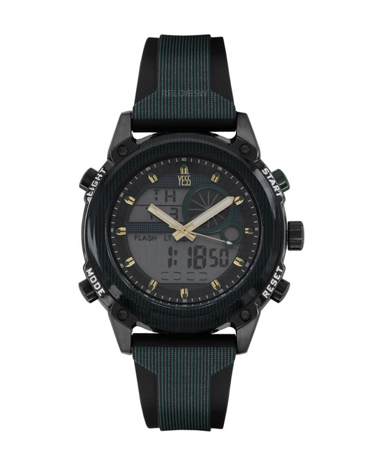 Reloj Yess Hombre  Negro Verde Y23060-2