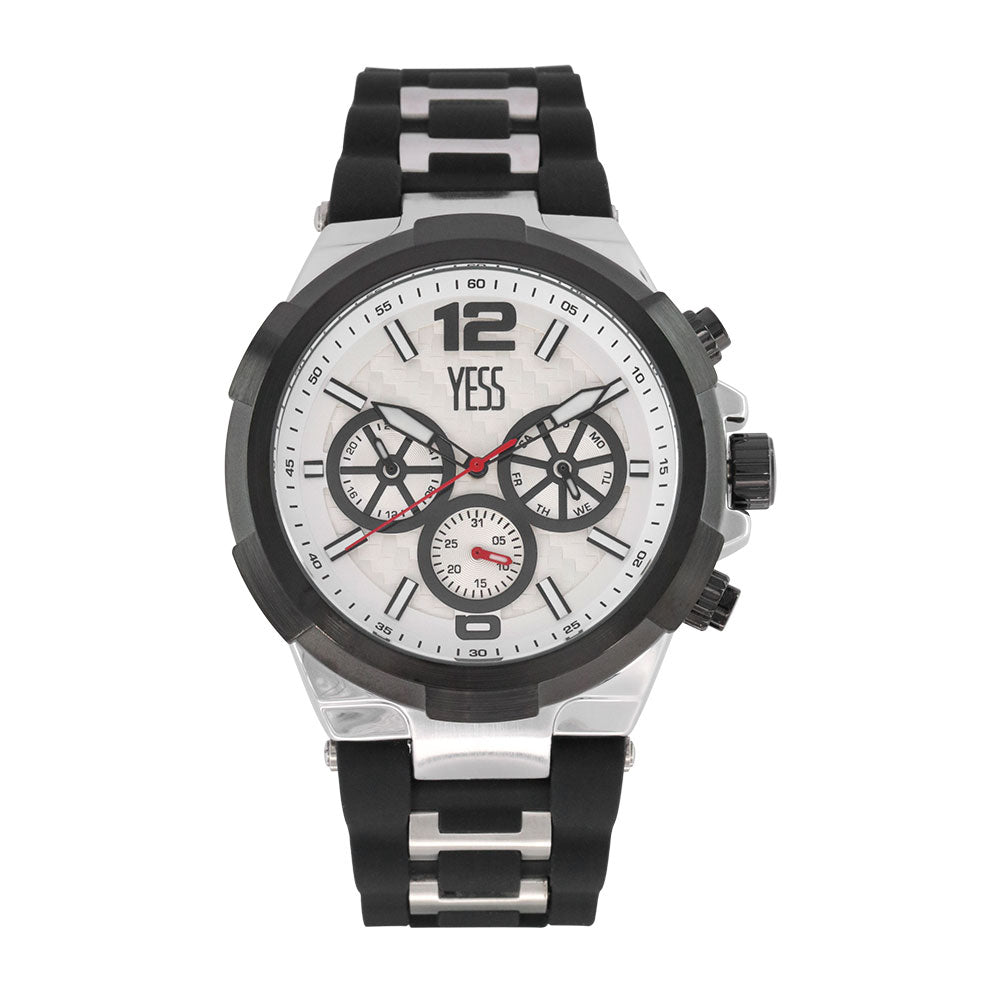 Reloj Yess Hombre Negro Plateado Y23066-2