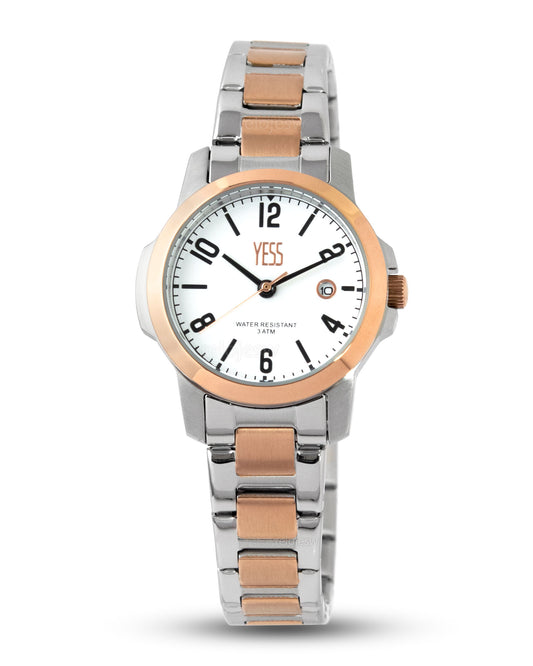 Reloj Yess Mujer Plateado Oro Rosa Y24074-5