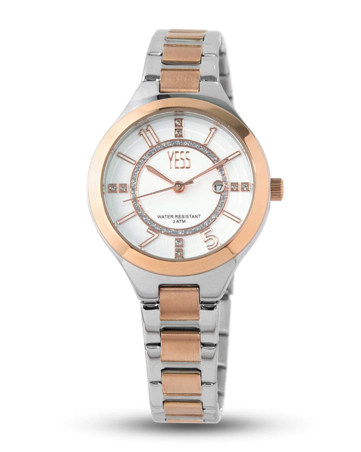 Reloj Yess Mujer Plateado Oro Rosa Y24077-4