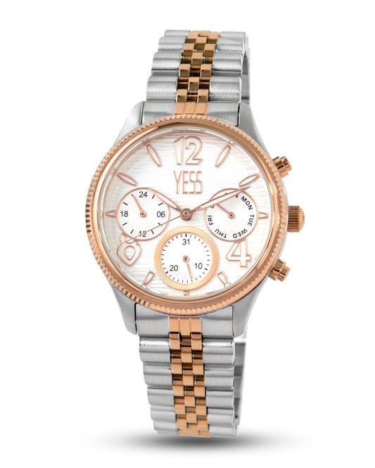 Reloj Yess Mujer Plateado Oro Rosa Y24086-5