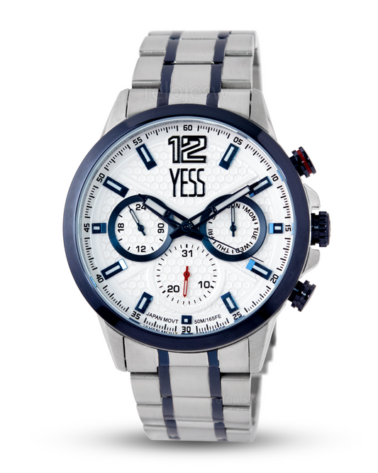 Reloj Yess Hombre Plateado Azul Y24090-4