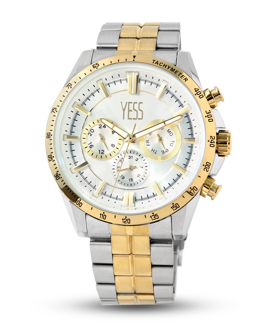 Reloj Yess Hombre Plateado Dorado Y24093-5