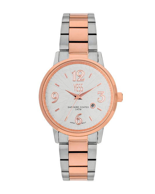 Reloj Yess Mujer Plateado y Oro Rosa Y24116-5