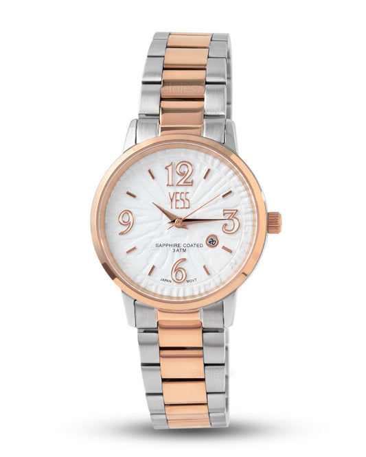 Reloj Yess Mujer Plateado y Oro Rosa Y24116-5