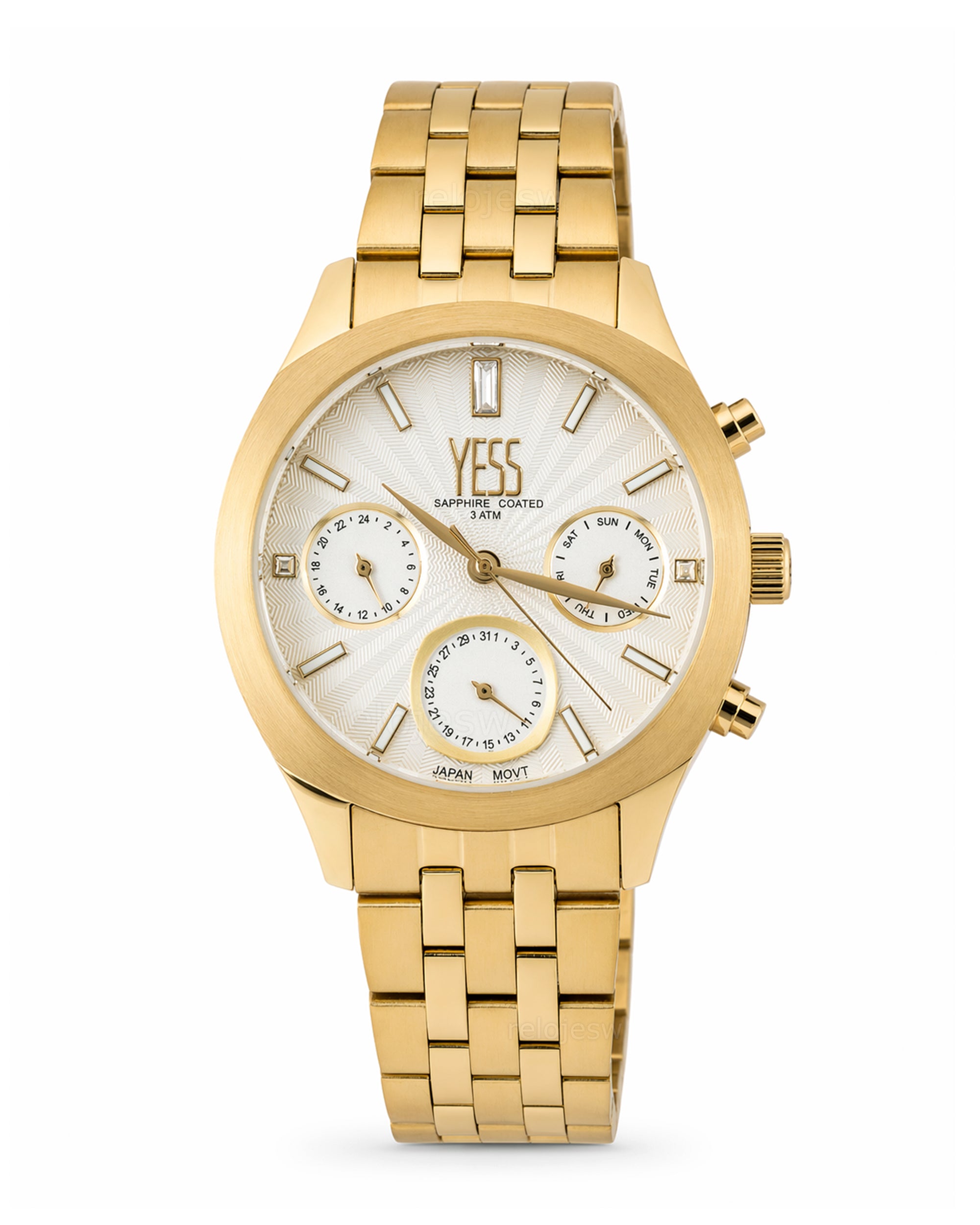 Reloj Yess Mujer Original Dorado Y25012-2