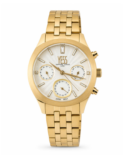 Reloj Yess Mujer Original Dorado Y25012-2