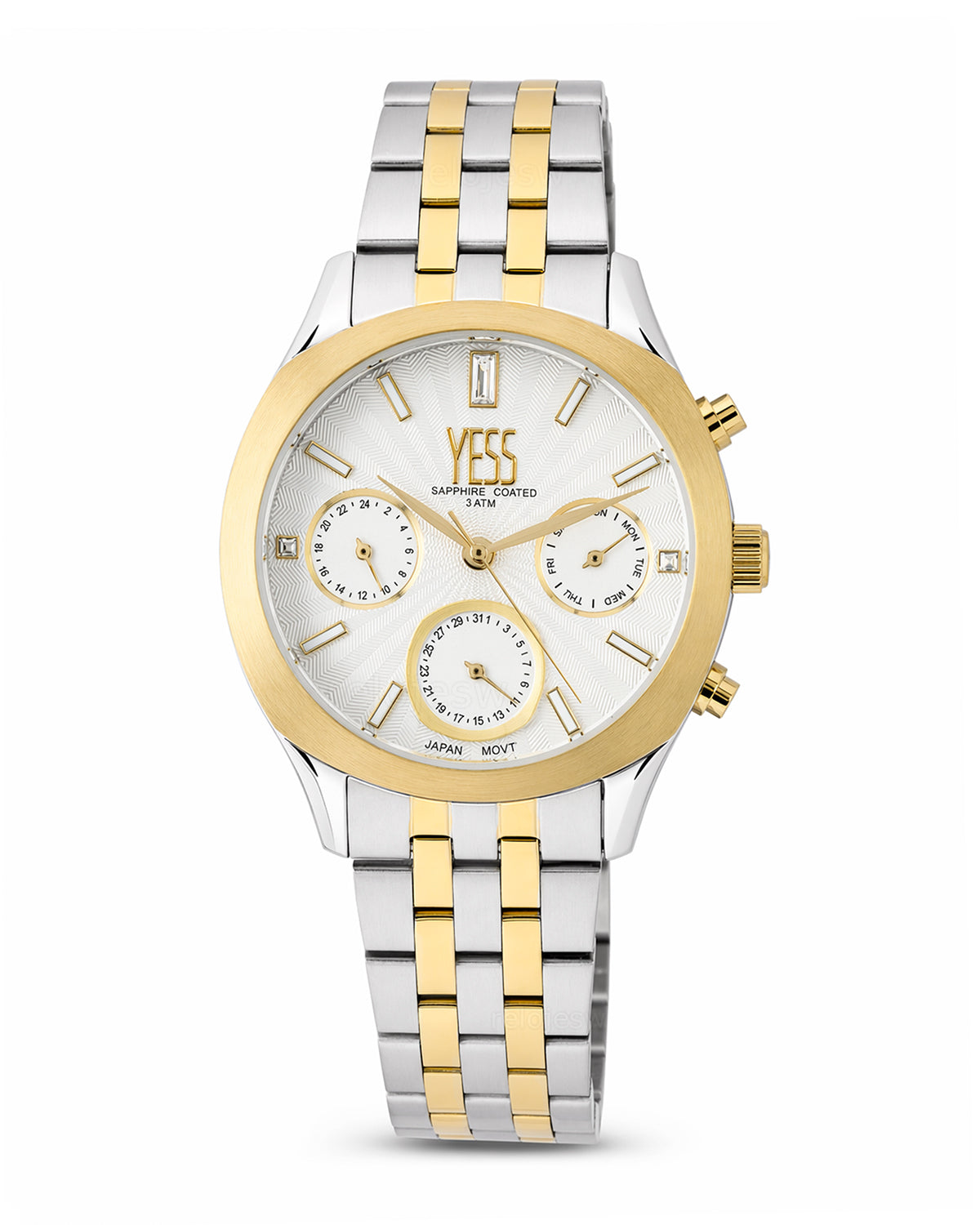 Reloj Yess Mujer Original Plateado y Dorado Y25012-3