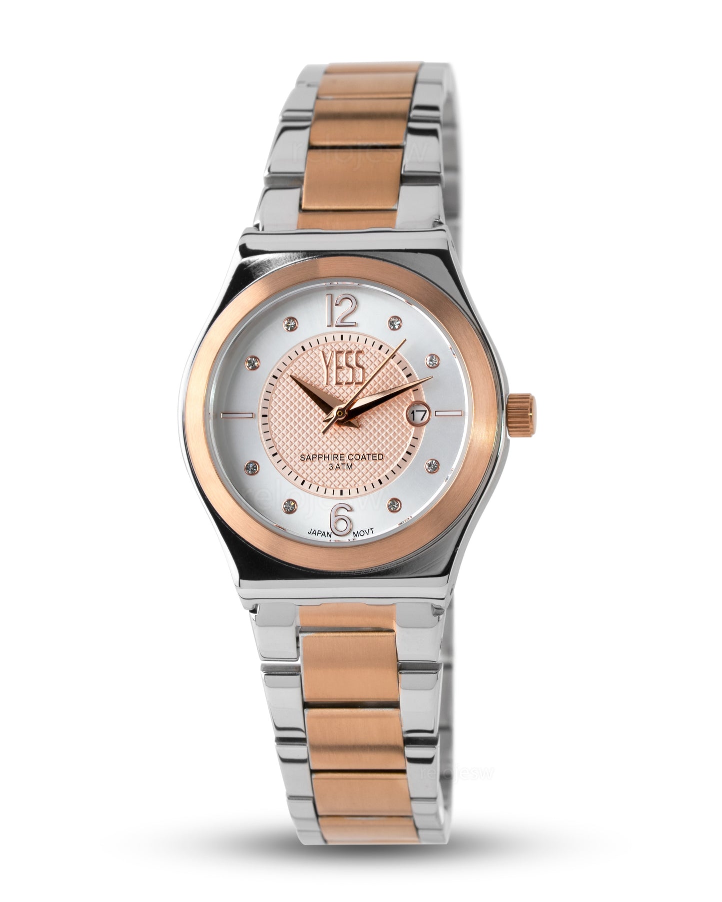 Reloj Yess Mujer Plateado y Oro Rosa Y25017-4