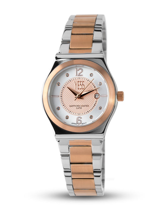 Reloj Yess Mujer Plateado y Oro Rosa Y25017-4