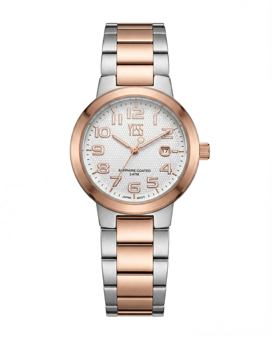 Reloj Yess Mujer Plateado y Oro Rosa Y25021-4