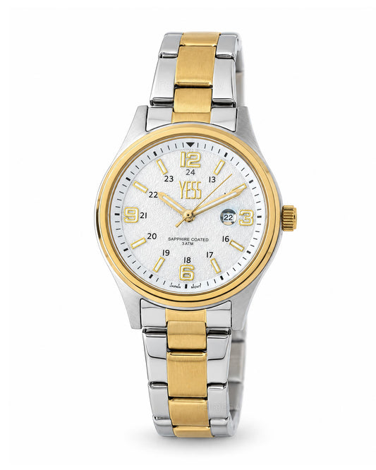 Reloj Yess Mujer Original Plateado y Dorado Y25033L-2