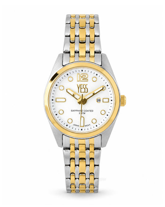 Reloj Yess Mujer Original Plateado y Dorado Y25036L-3