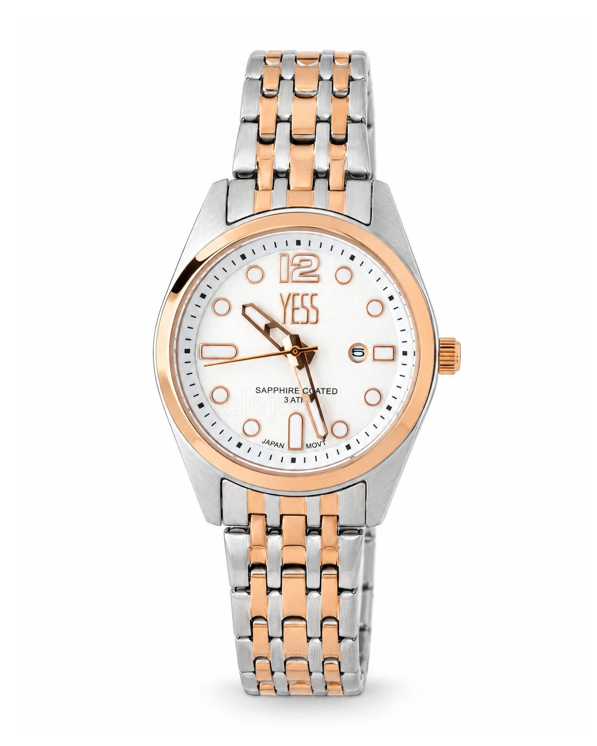Reloj Yess Mujer Original Plateado y Oro Rosa Y25036L-4