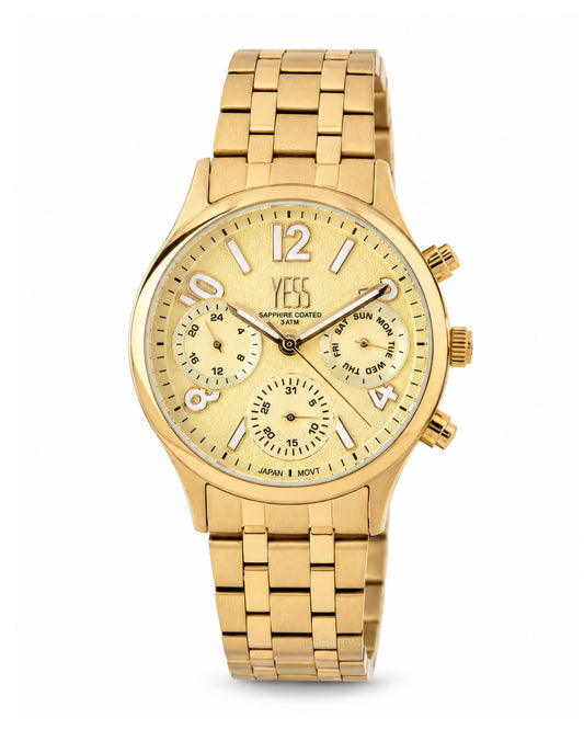 Reloj Yess Mujer Original Dorado Y25066-2
