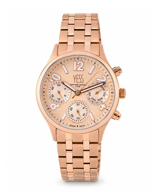 Reloj Yess Mujer Original Oro Rosa Y25066-4