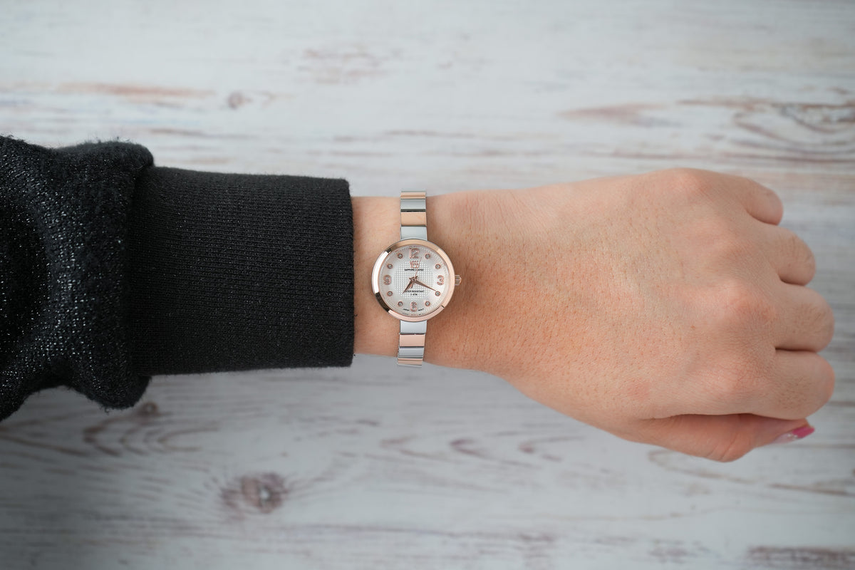 Reloj Yess Mujer Original Plateado y Oro Rosa SMT-251187-3