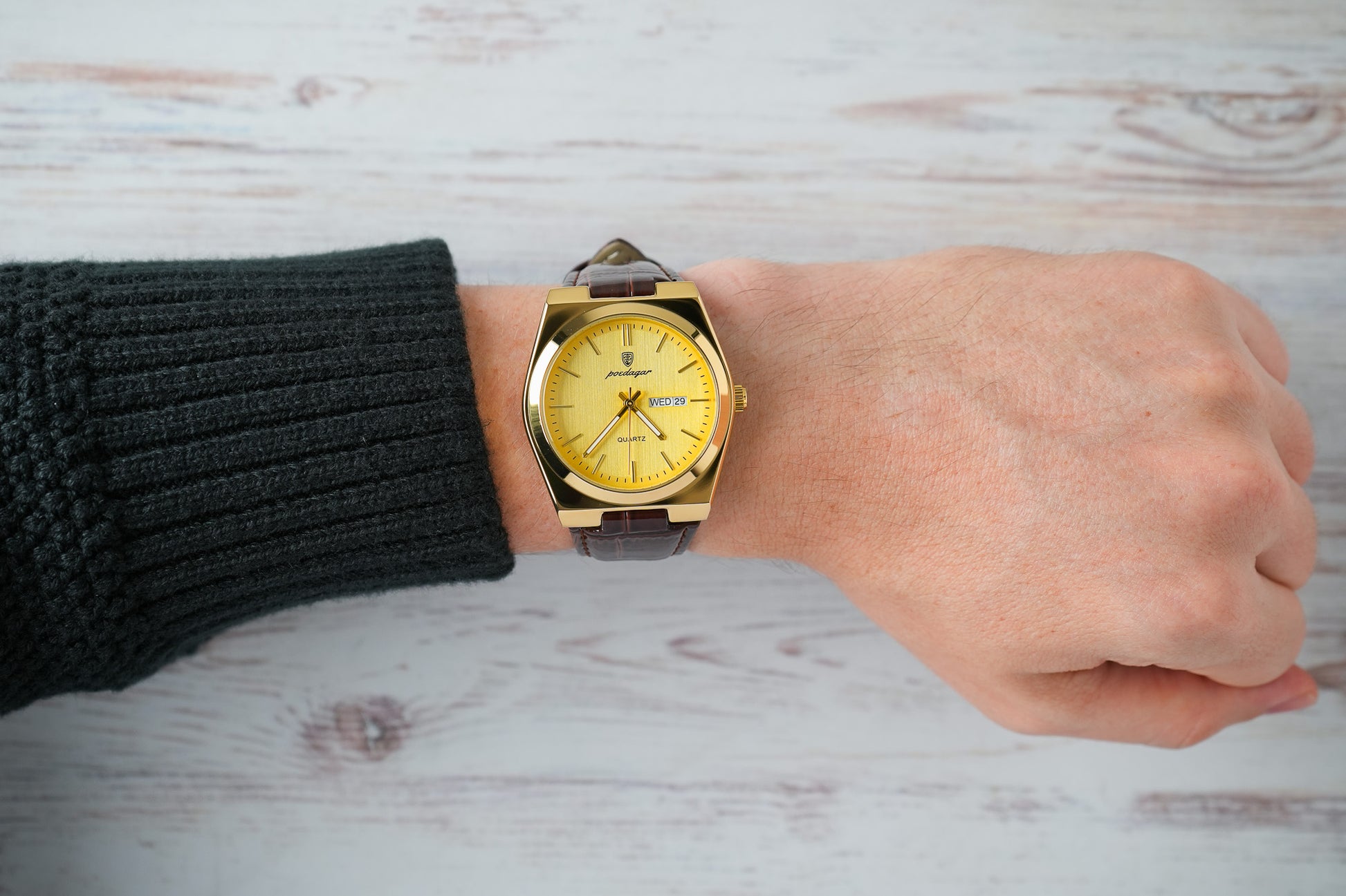 Reloj Poedagar Hombre Original  Marrón PG-930-MADO