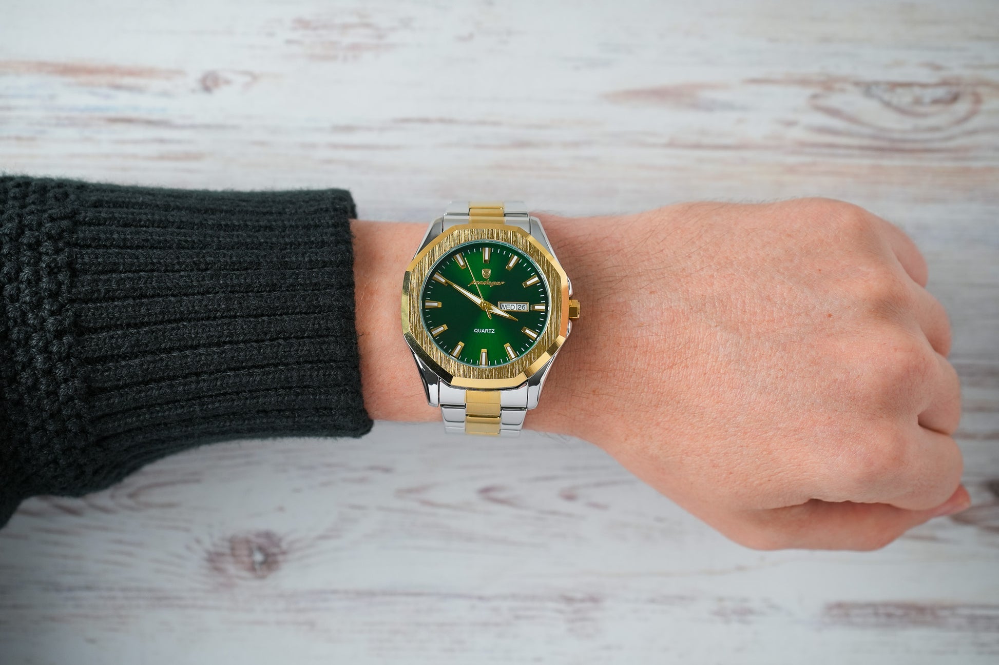 Reloj Poedagar Hombre Original Plateado y Dorado PG-875-BIVE