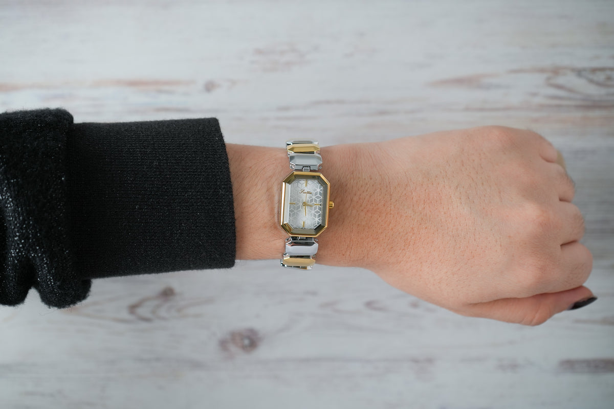 Reloj Scottie Mujer Original Plateado y Dorado 9610C-BIPL