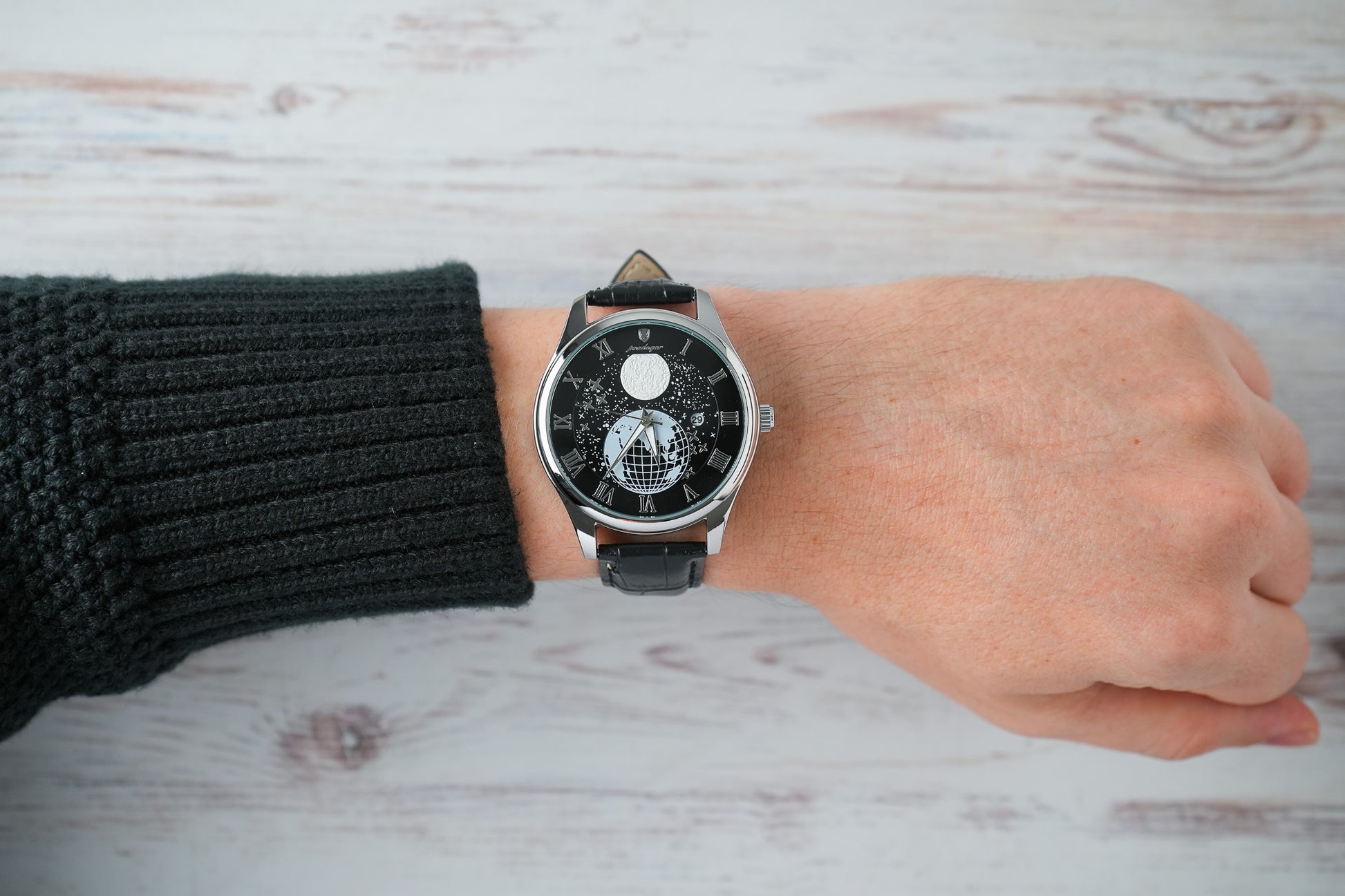 Reloj Poedagar Hombre Original Negro PG-803-NEPL