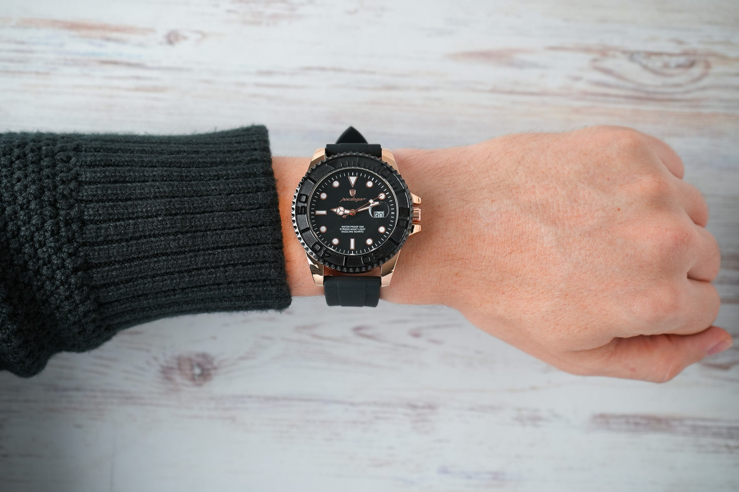 Reloj Poedagar Hombre Original Negro PG-680-NEOR