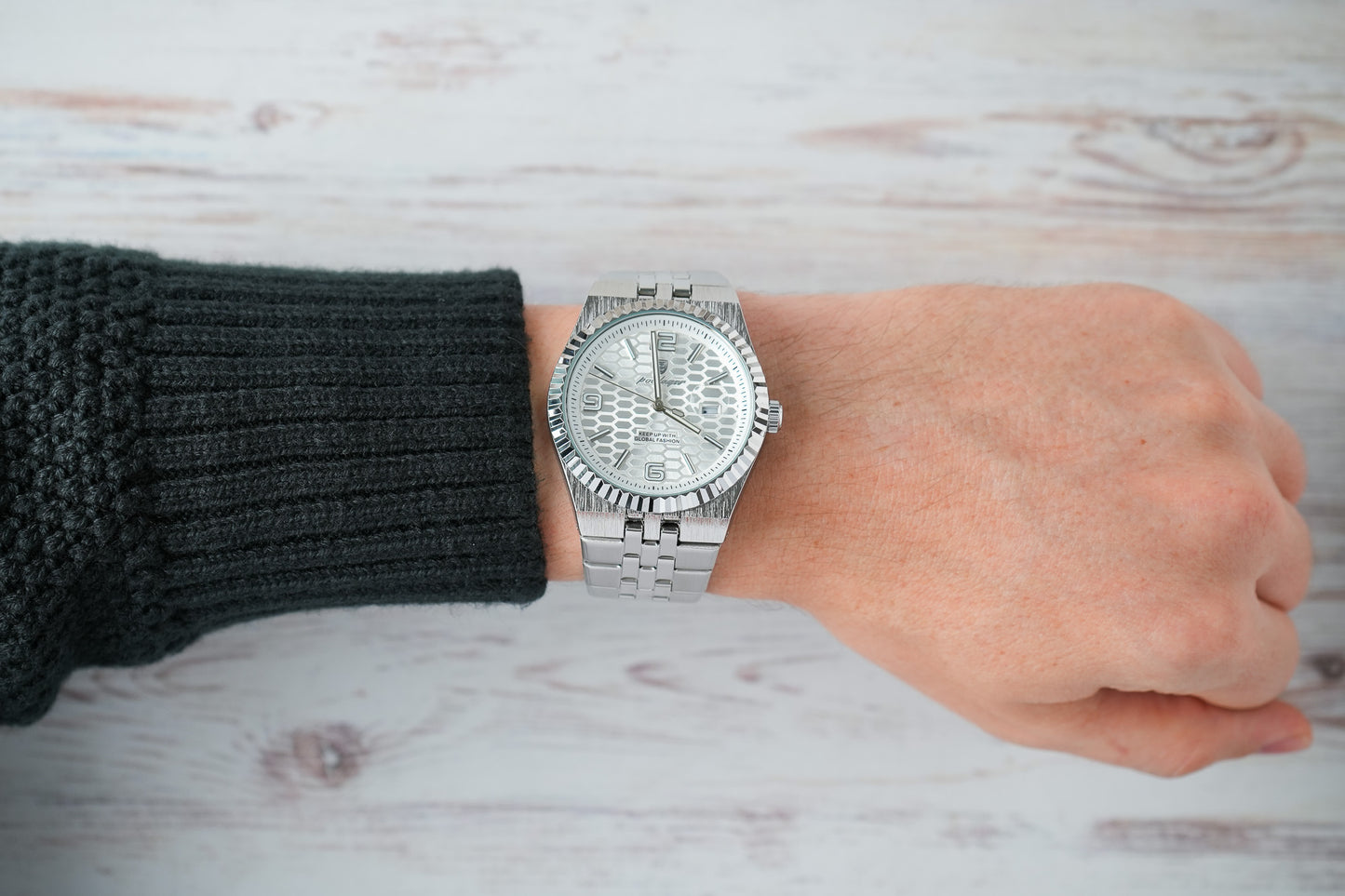 Reloj Poedagar Hombre Original Plateado PG-839-PLPL