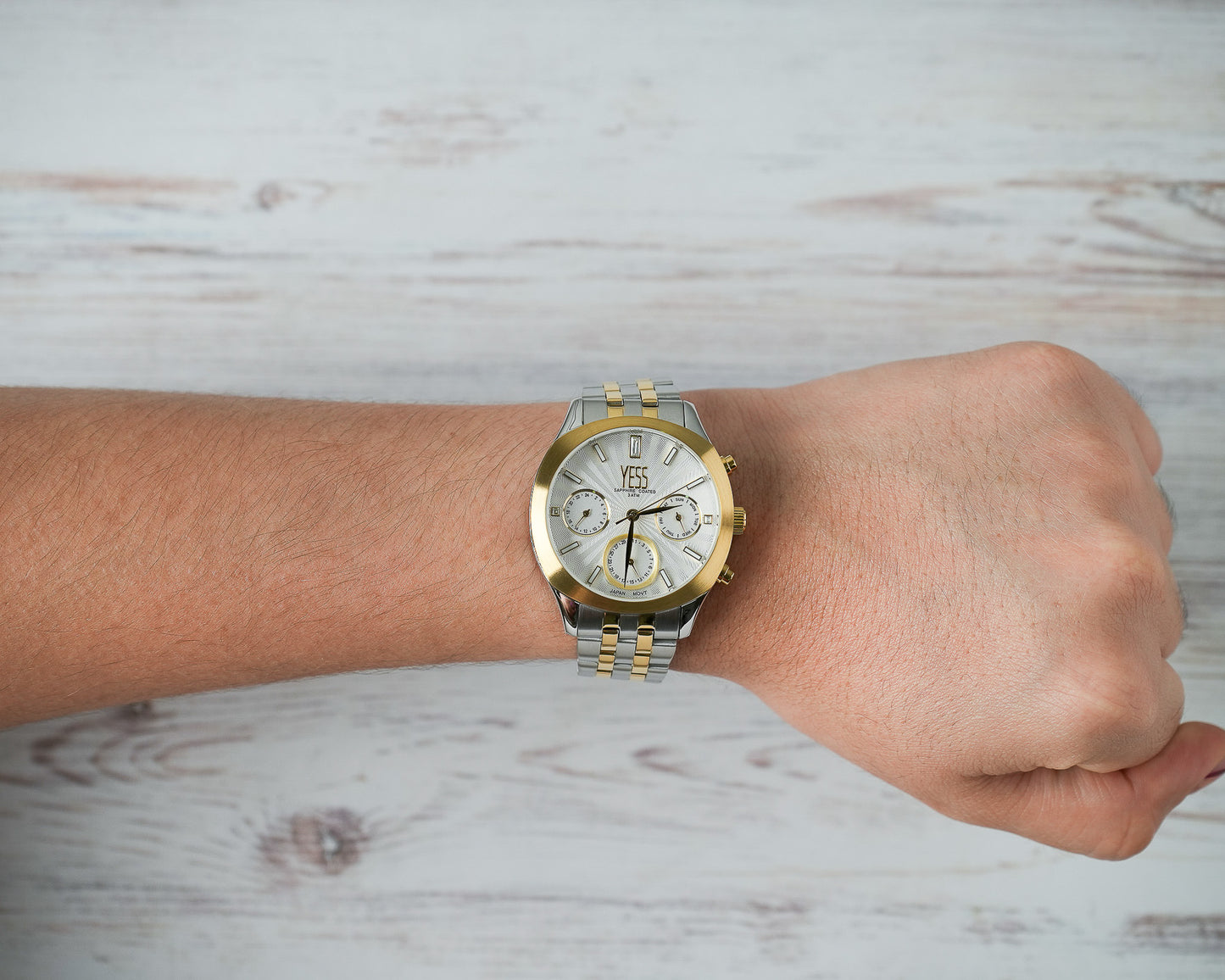 Reloj Yess Mujer Original Plateado y Dorado Y25012-3