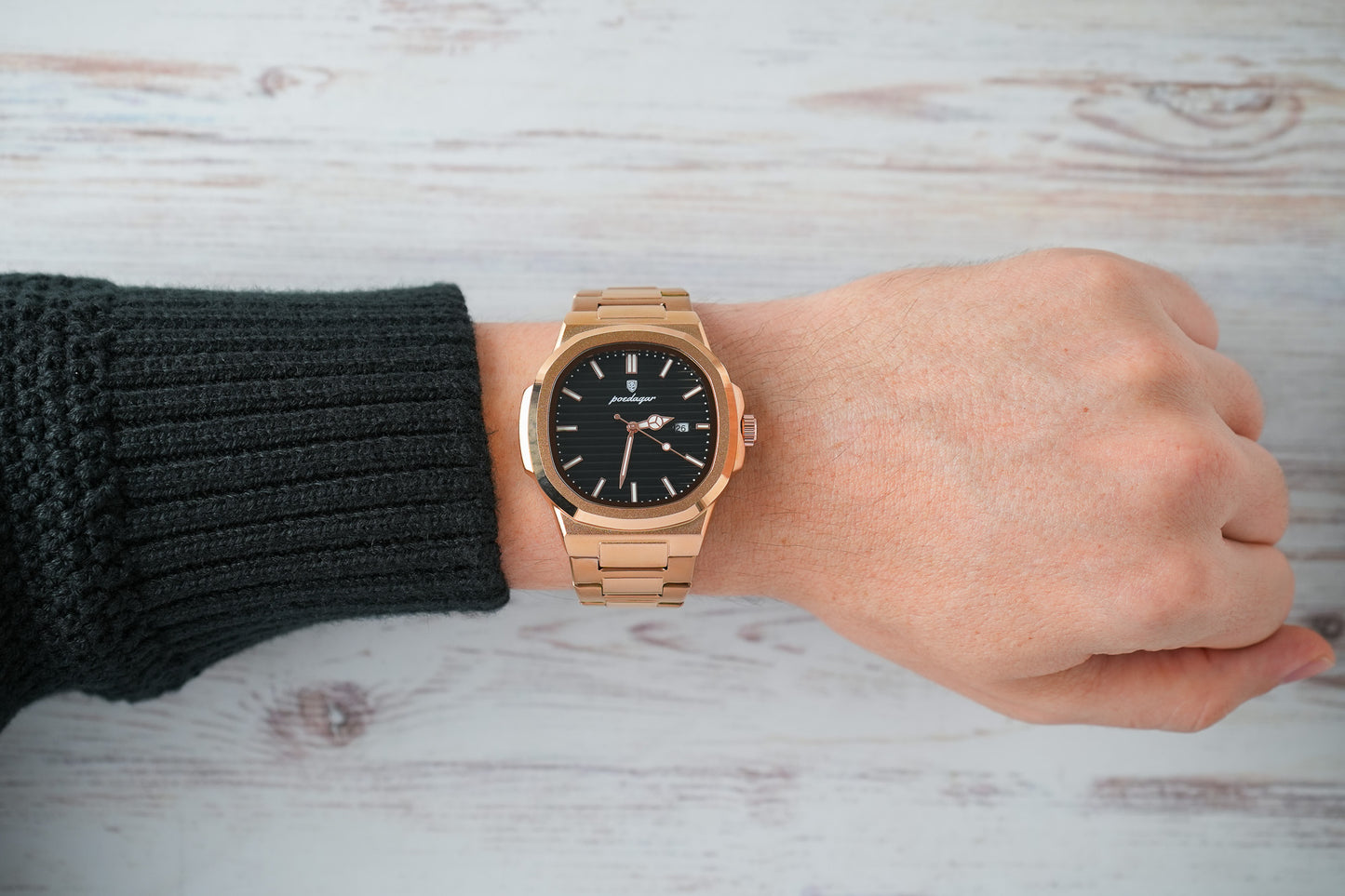 Reloj Poedagar Hombre Original Oro Rosa PG-613-ORNE