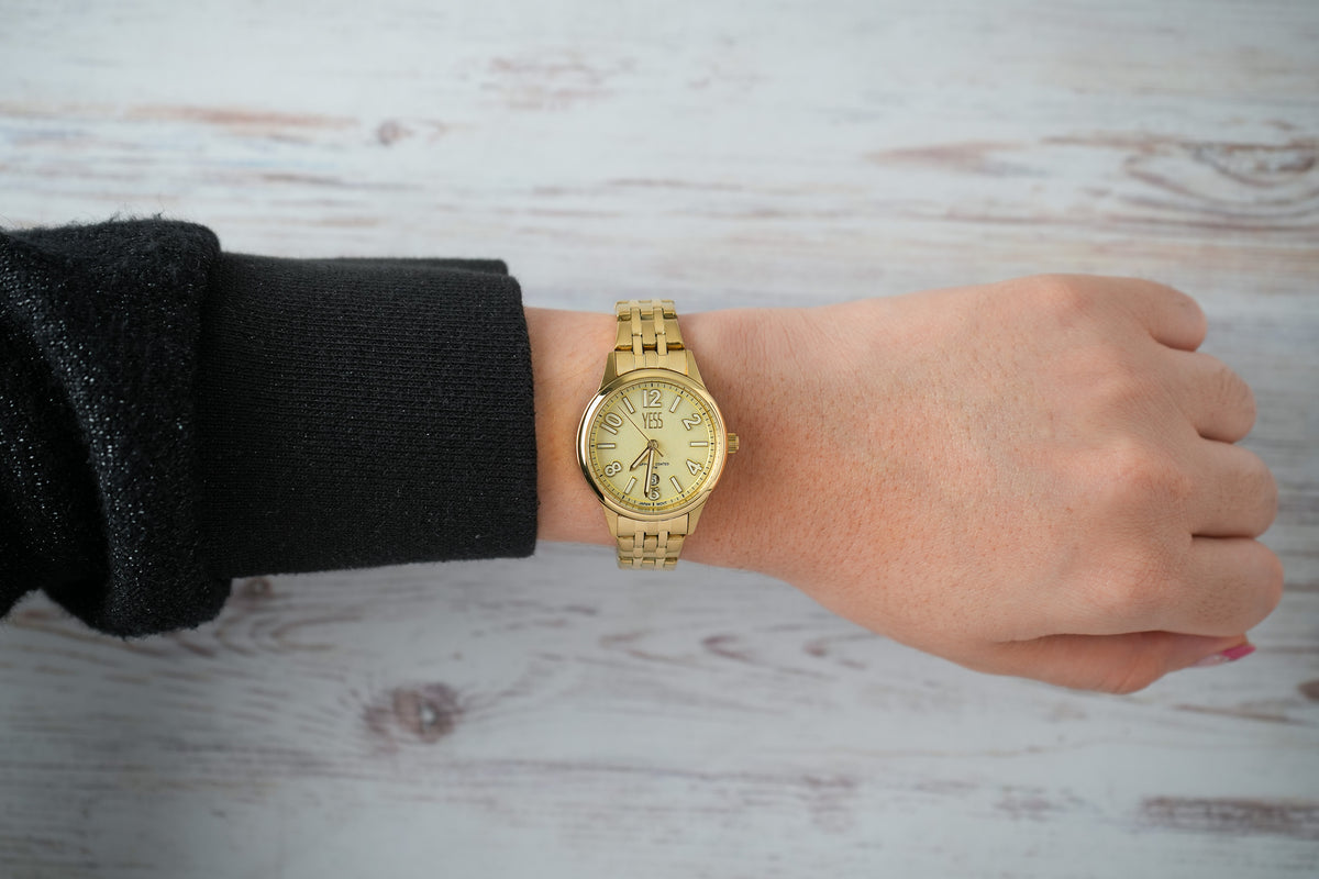 Reloj Yess Mujer Original Dorado Y25040-4