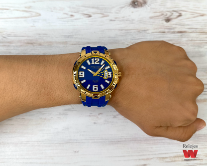 Reloj Q&Q Hombre DG16J105Y Azul Dorado - Relojes W