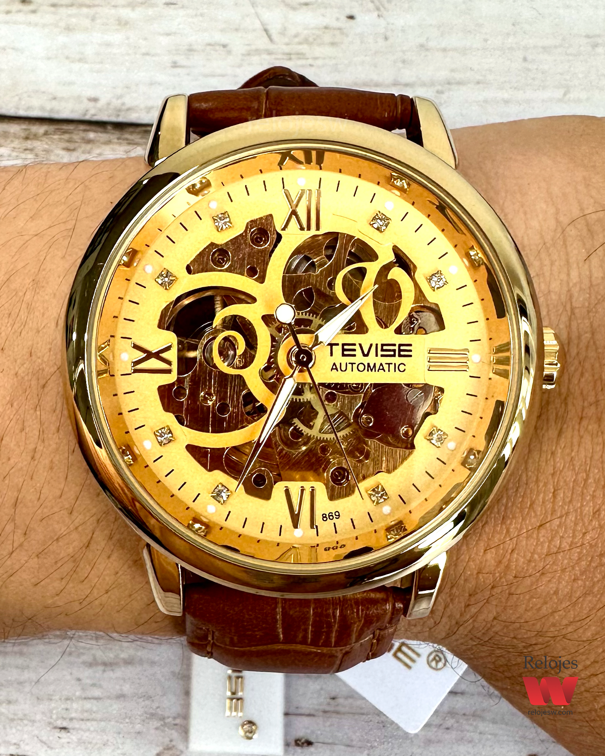 Reloj Tevise Hombre T869 Cafe Dorado