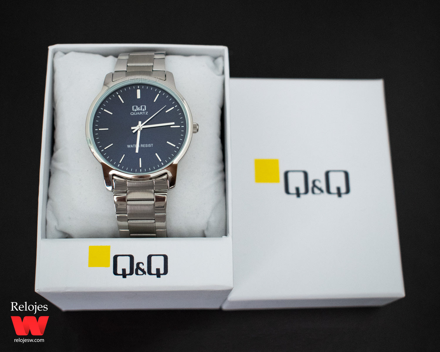 Reloj Q&Q C214J332Y elegante correa cuero azul