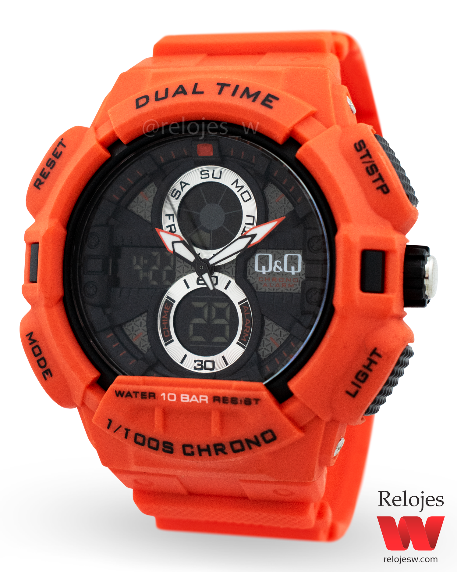 Reloj Q&Q Hombre GW81J005Y Naranja Negro - Relojes W