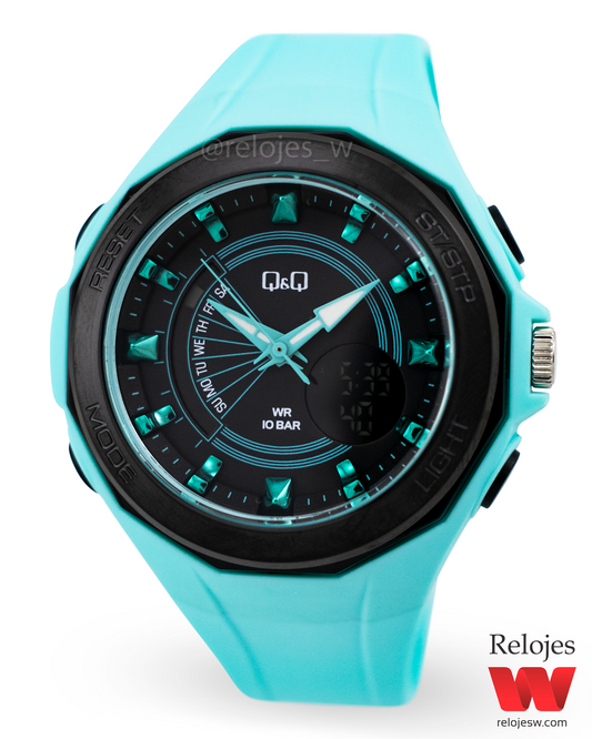 Reloj Q&Q Mujer Celeste Negro GW91J005Y