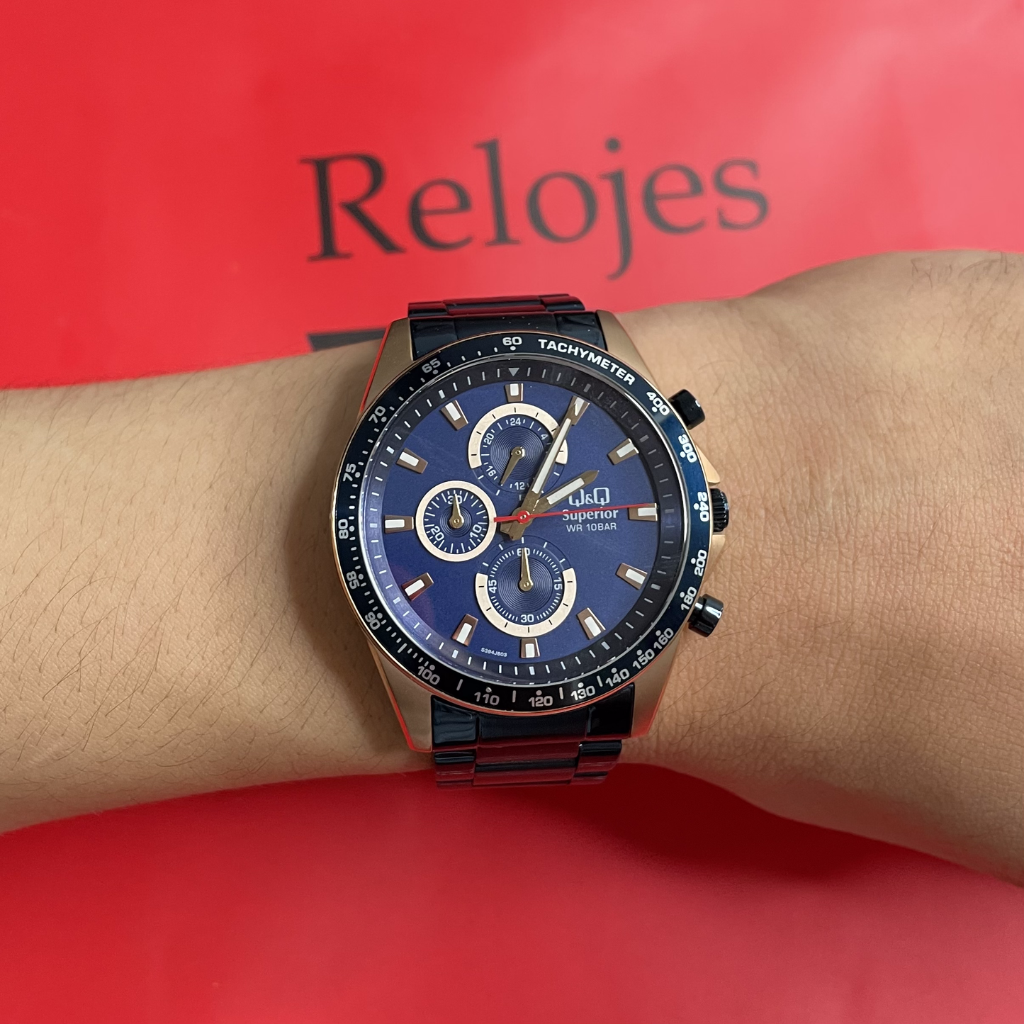 Reloj Q&Q Superior Hombre S394J803Y Azul Oro Rosa