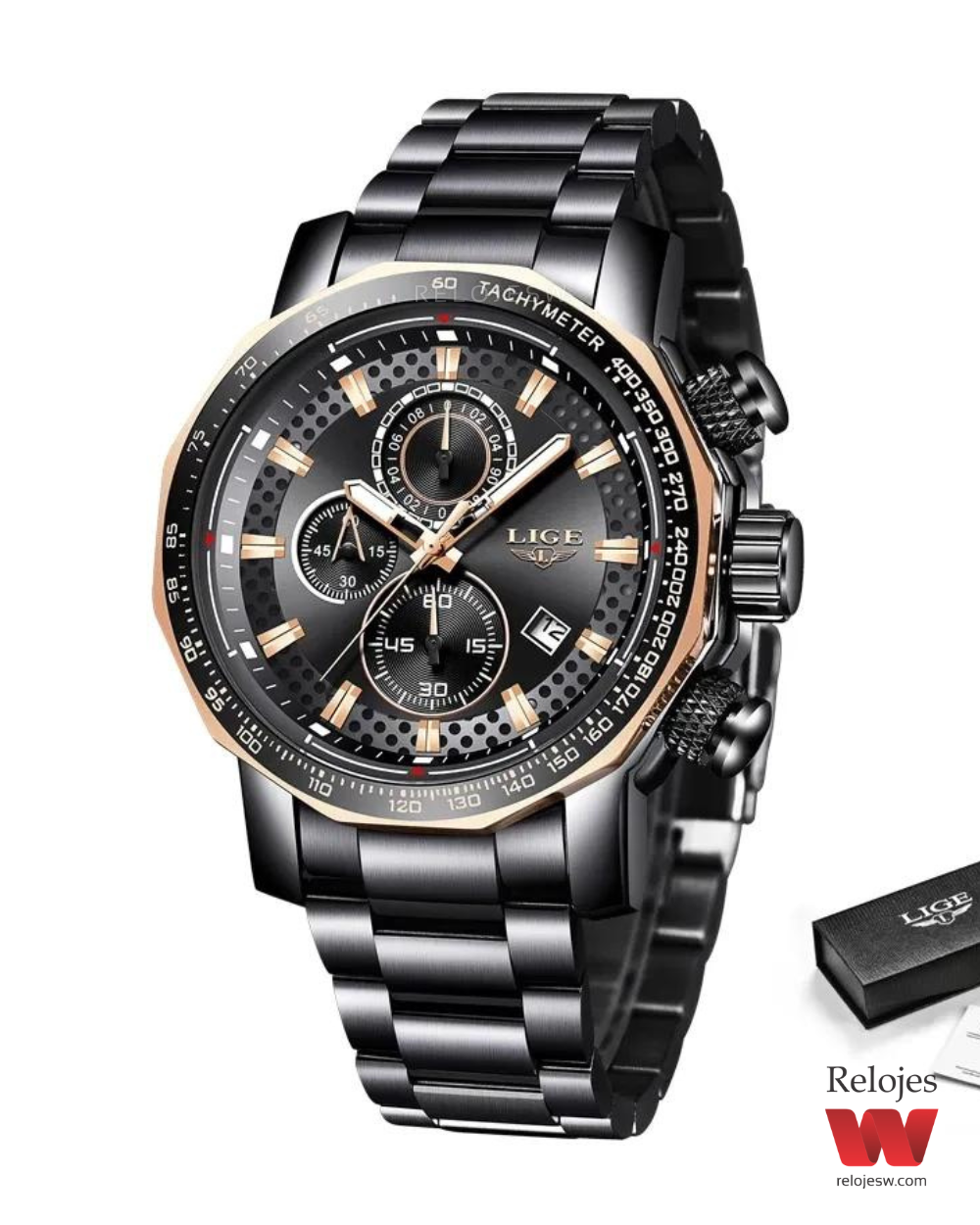 Reloj Lige Hombre LG9902A Negro Oro Rosa